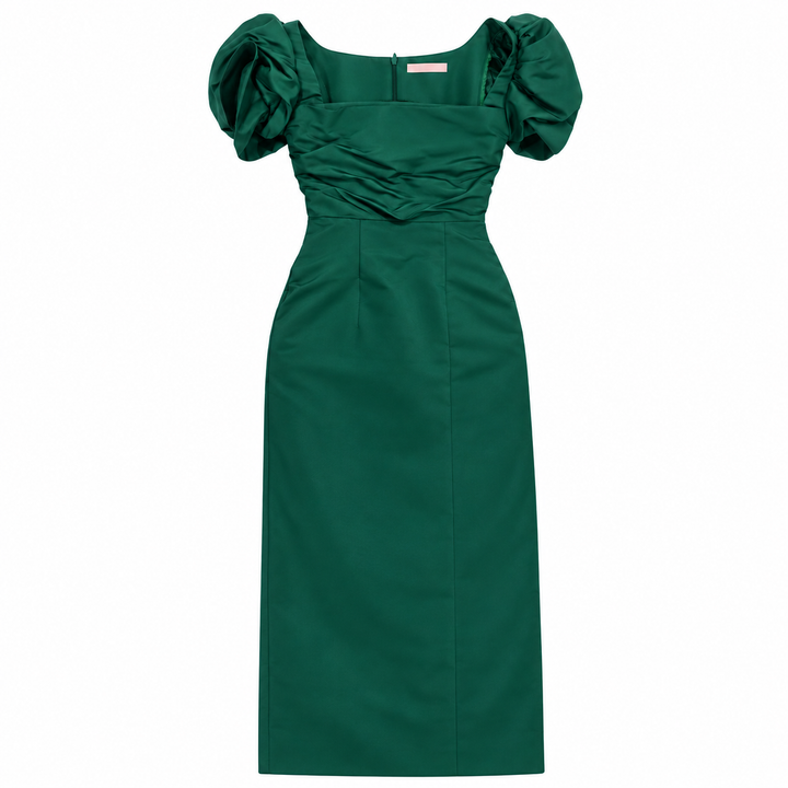 Damaris Bailey Rose Dress, Evergreen Silk - XS
