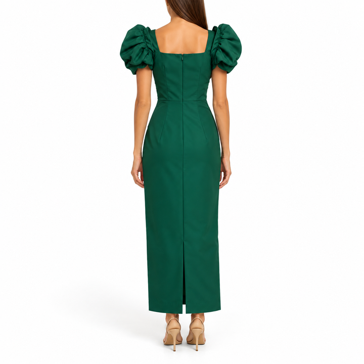 Damaris Bailey Rose Dress, Evergreen Silk - XS