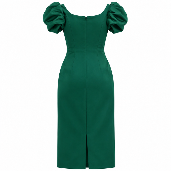 Damaris Bailey Rose Dress, Evergreen Silk - XS