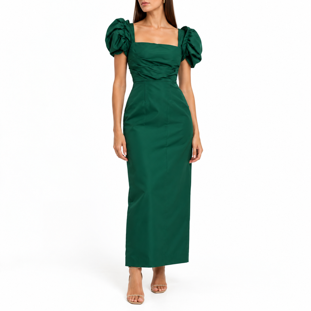 Damaris Bailey Rose Dress, Evergreen Silk - XS