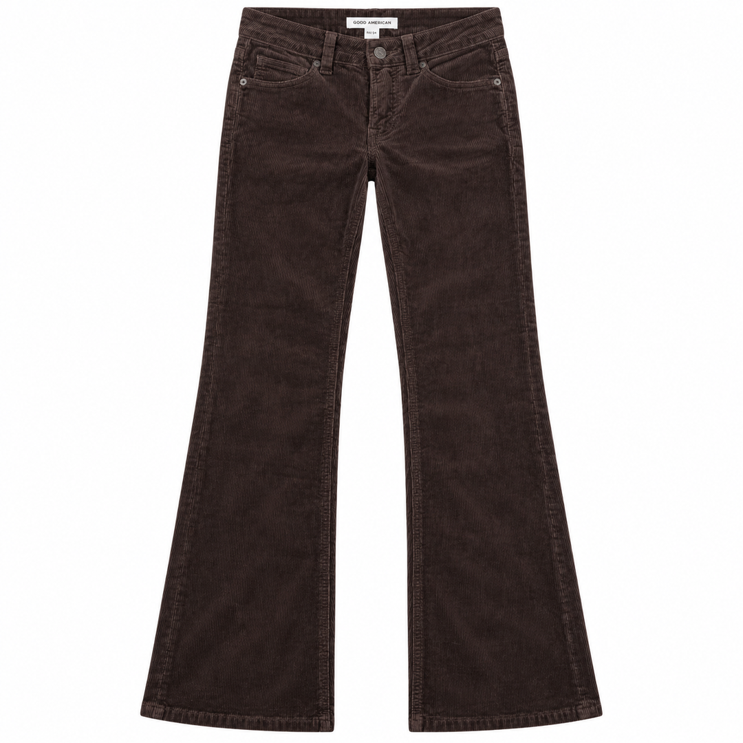 Good American Good Low Rise Bootcut Corduroy Pant, Espresso - 24