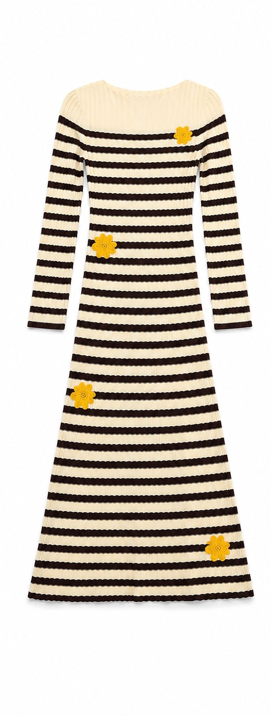 Tressé Paris Long Flared Knit Dress - T1