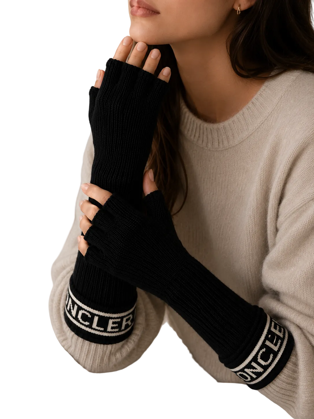 Moncler Long Open Tip Logo Gloves