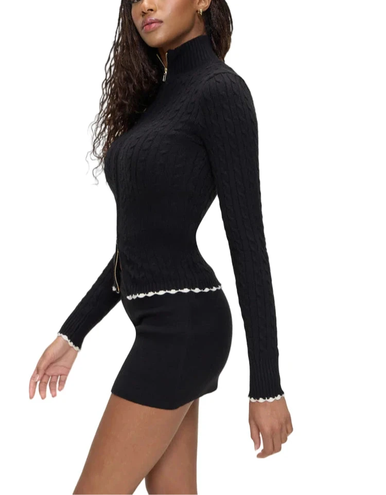 Frankies Bikinis Carter Cable Knit Sweater - XS