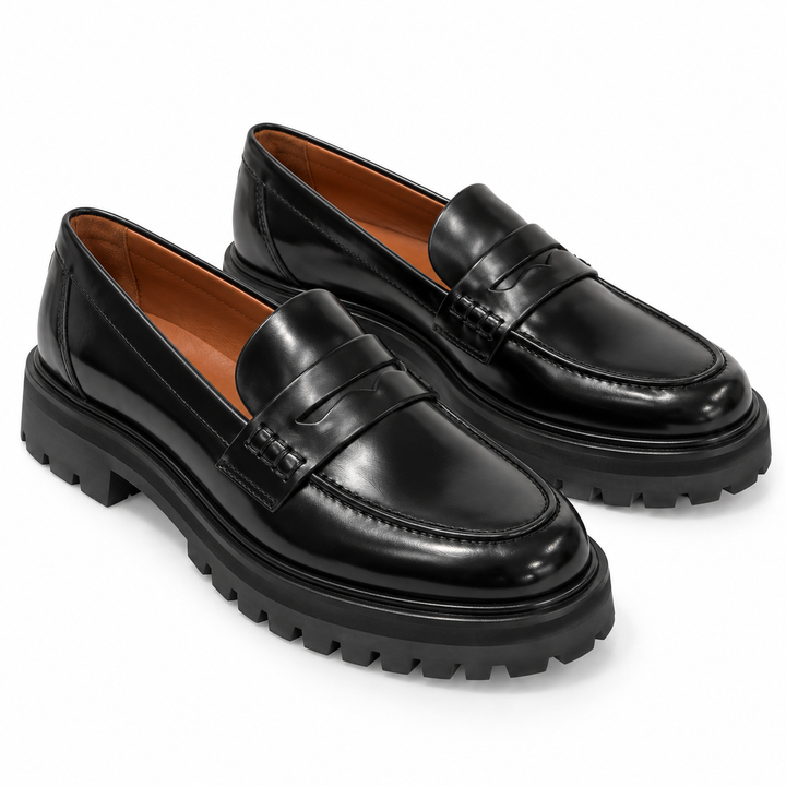 Reformation Agathea Chunky Loafers, Black Leather -  8