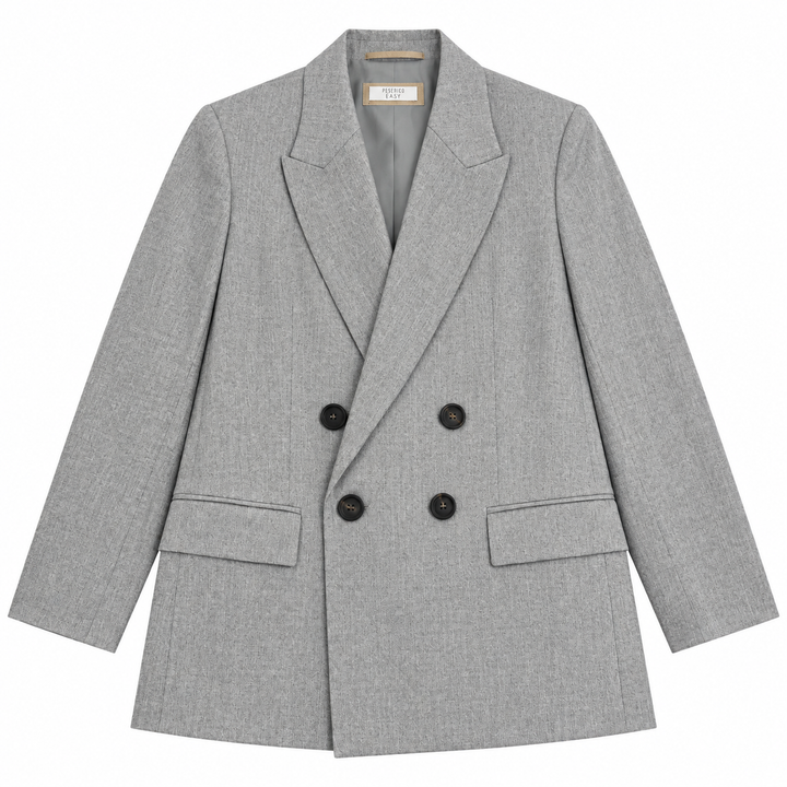 Peserico Easy Gray Double-Breasted Blazer - IT 42