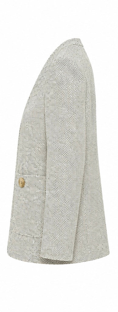 Gucci Textured Cotton/Wool Blend Collarless Jacket with Oversized Patch Pockets - 44