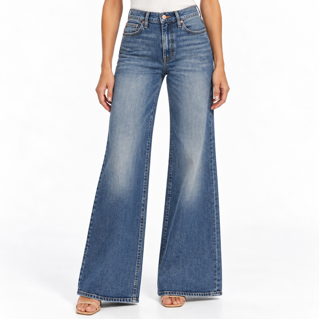 MOTHER High-Rise Wide-Leg Jeans, Medium Blue - 26