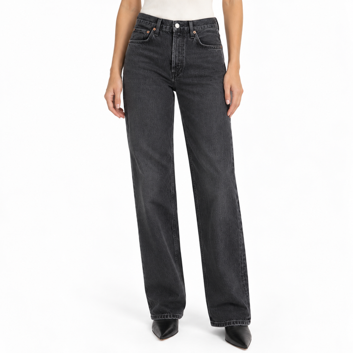AGOLDE Washed Black Straight-Leg Jeans - 27