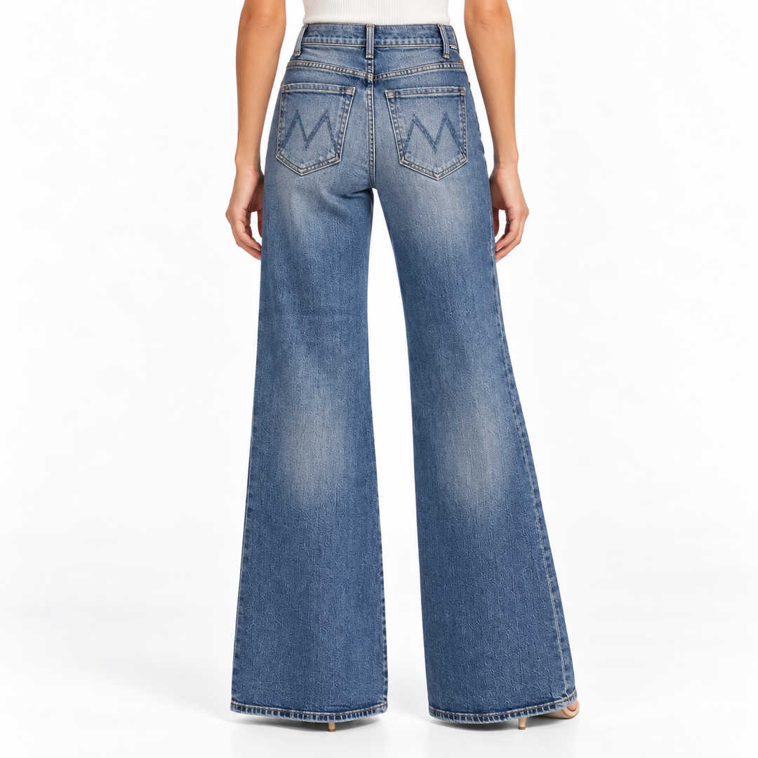 MOTHER High-Rise Wide-Leg Jeans, Medium Blue - 26