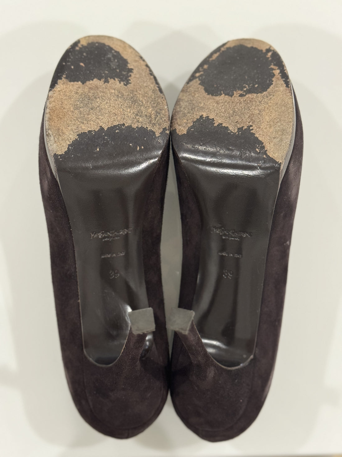 YSL Tribtoo Suede Chocolate Brown Pumps- size 39