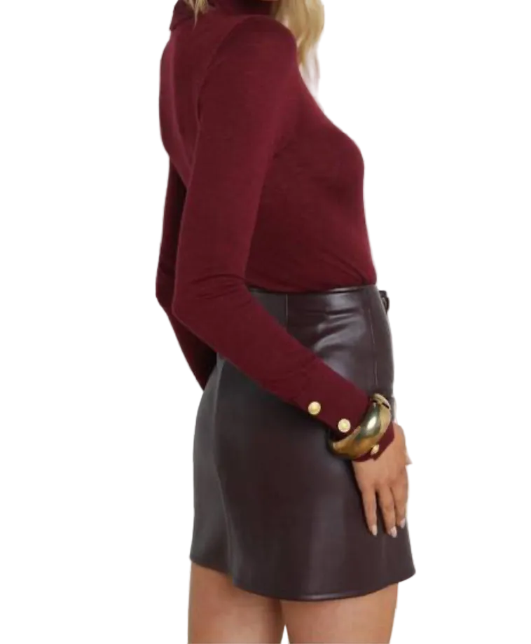 L'AGENCE flora turtleneck sweater in syrah/gold - XS