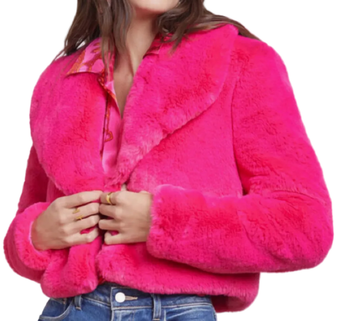 L'Agence  Davy Crop Faux Fur Jacket - 2