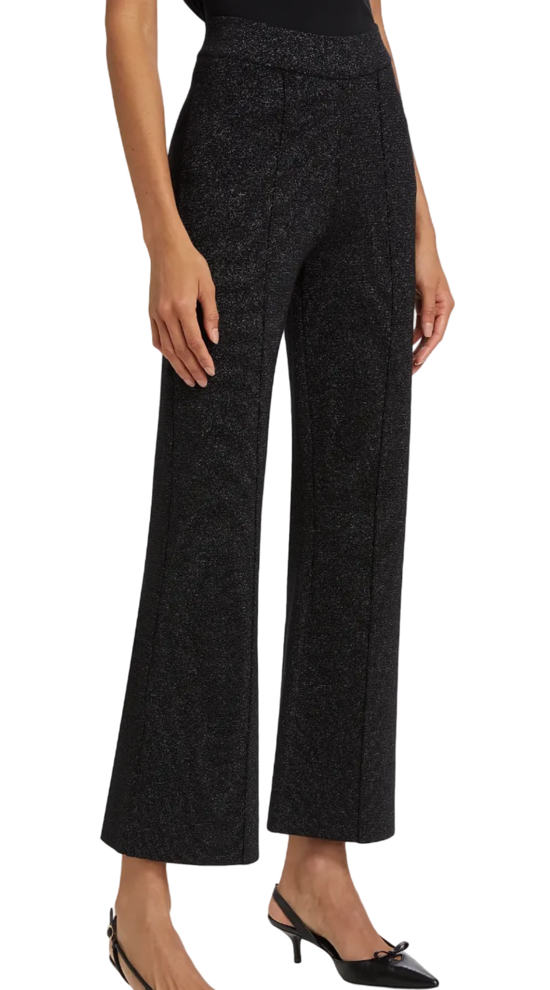 L'Agence  Ren Metallic Knit Flare Crop Pants - XS