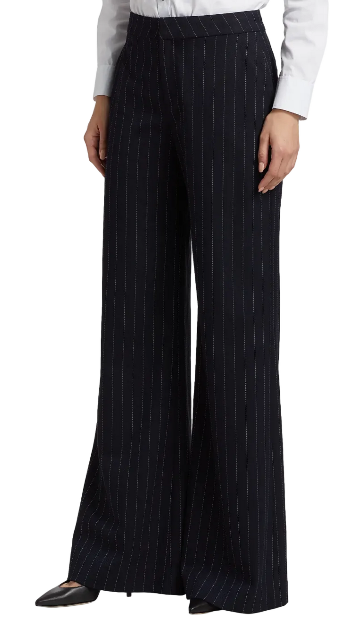 L'Agence Allanah Pinstripe Mid-Rise Straight-Leg Pants - 2
