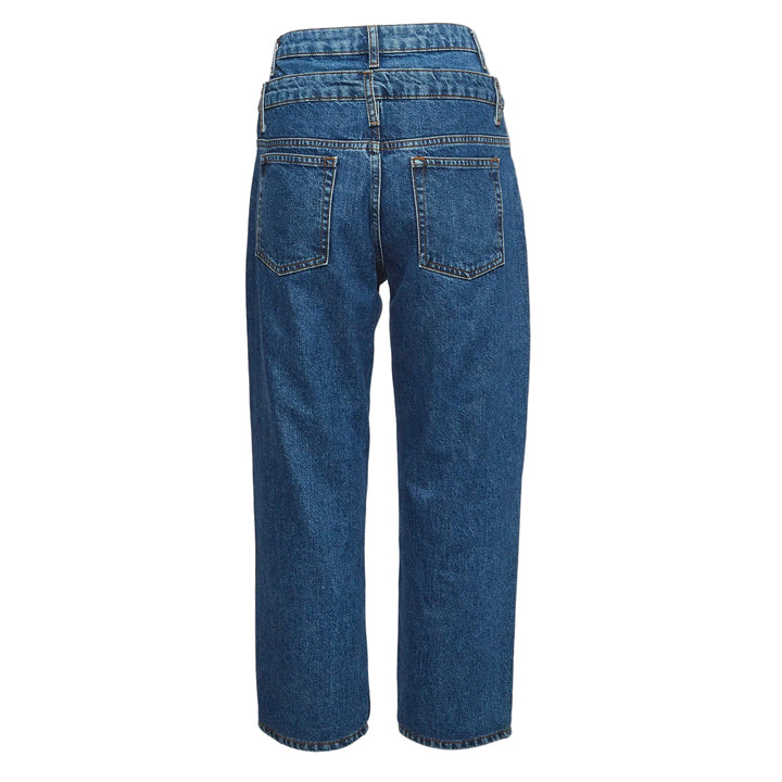 Sandro Paris Blue Denim Double-Waisted Kitty Jeans - 40