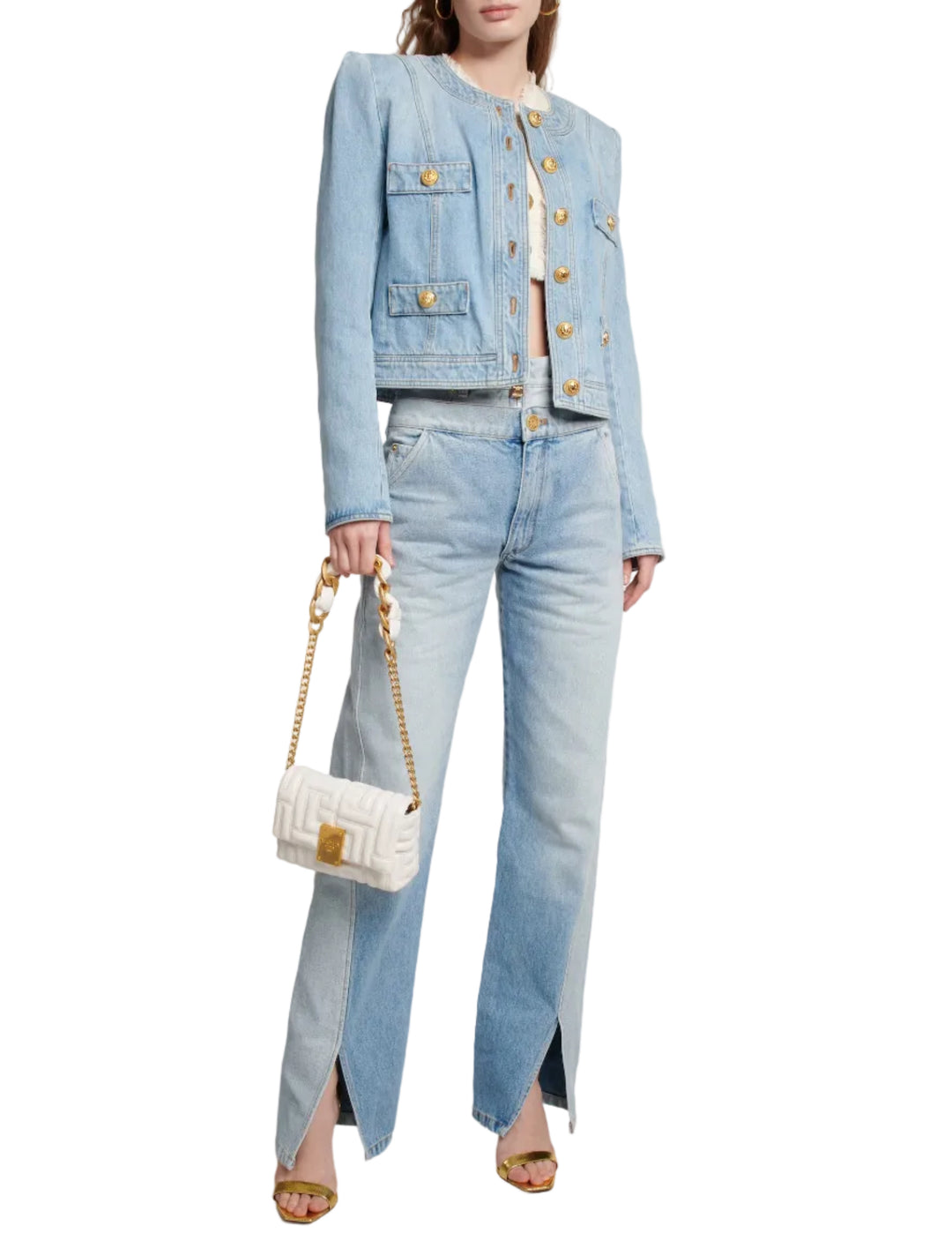 Balmain Two-in-One High-Rise Jeans - 40