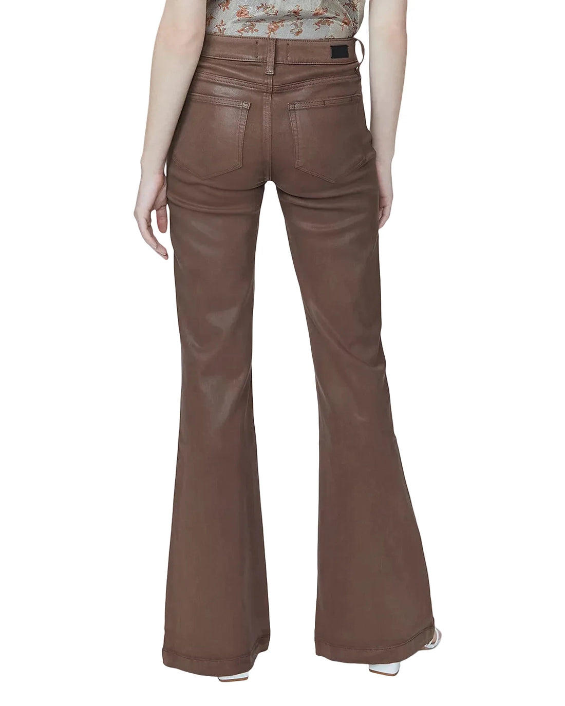Paige Genevieve High Rise Flared Jeans in Cognac Luxe Coating - 30