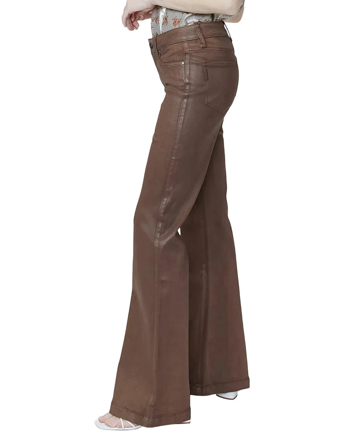 Paige Genevieve High Rise Flared Jeans in Cognac Luxe Coating - 30