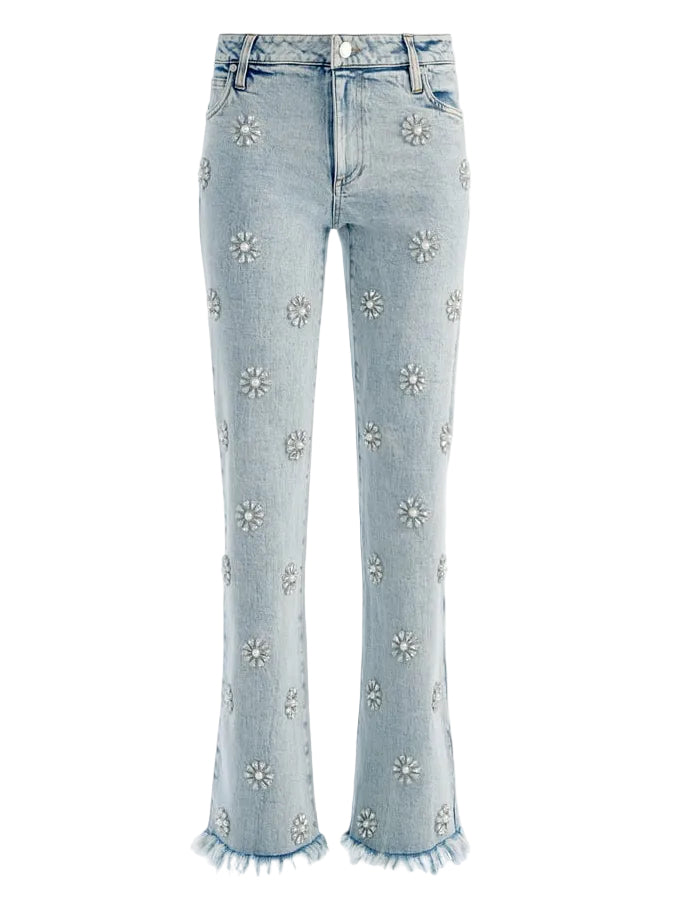 Alice+Olivia Roxie Embellished Straight Flare Jeans - 26