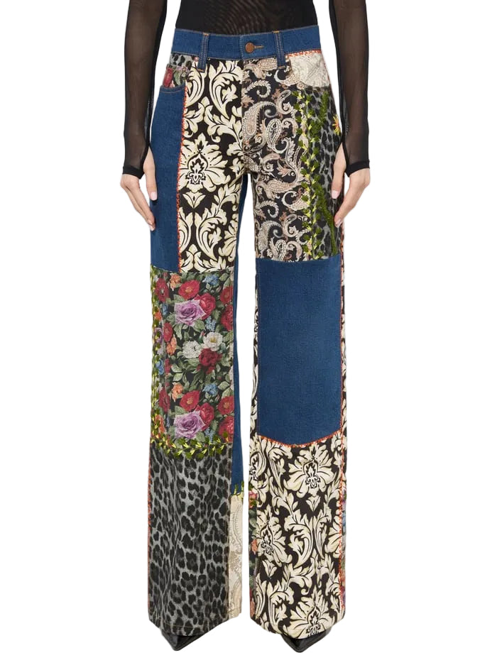 Alice+Olivia Weezy Mixed Media Jeans - 26