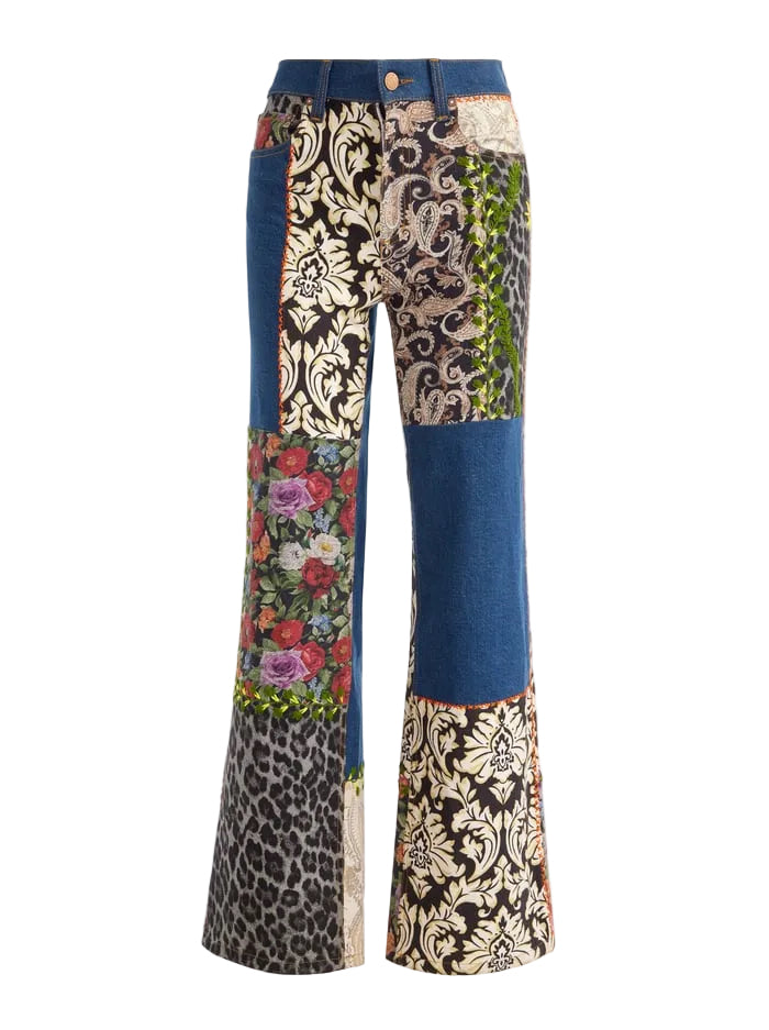 Alice+Olivia Weezy Mixed Media Jeans - 26