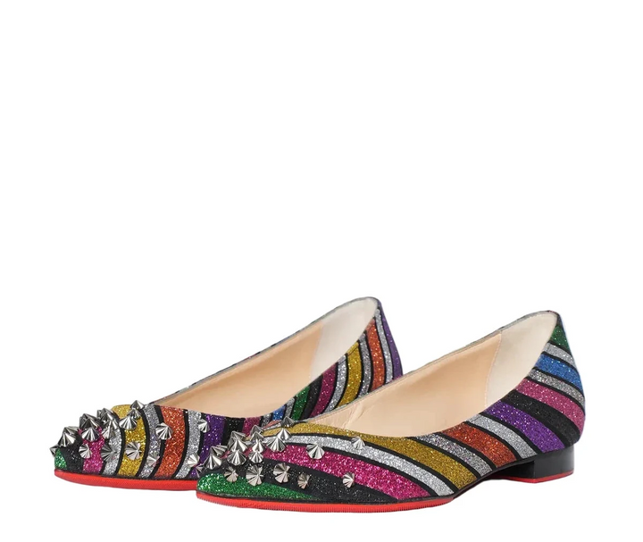 Christian Louboutin Drama Striped Rainbow Flats - 38