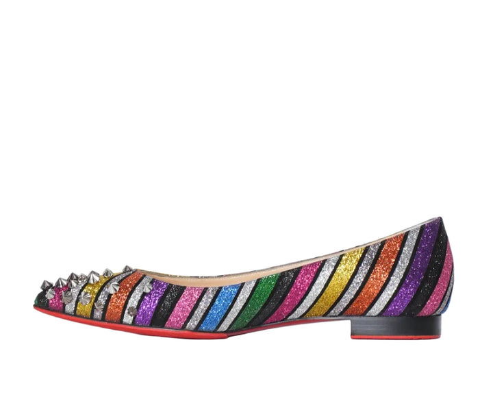 Christian Louboutin Drama Striped Rainbow Flats - 38