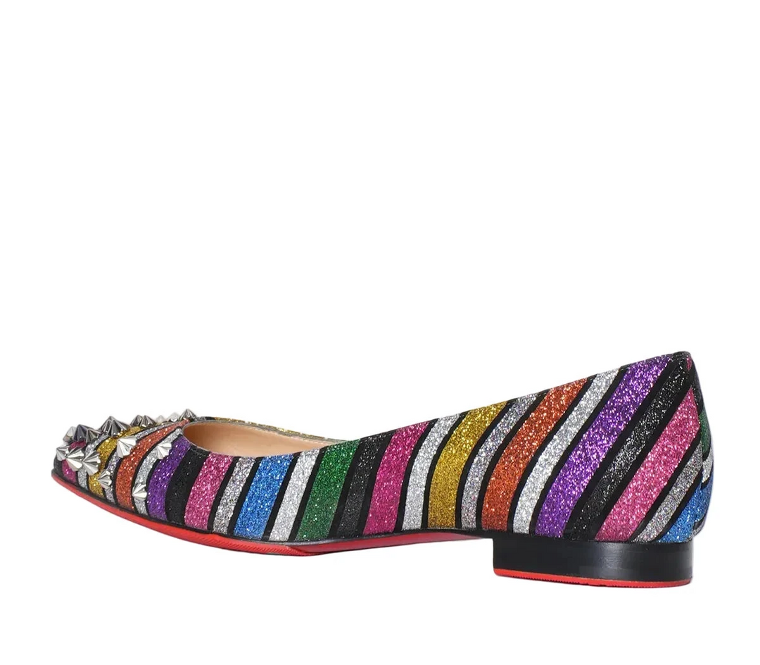 Christian Louboutin Drama Striped Rainbow Flats - 38
