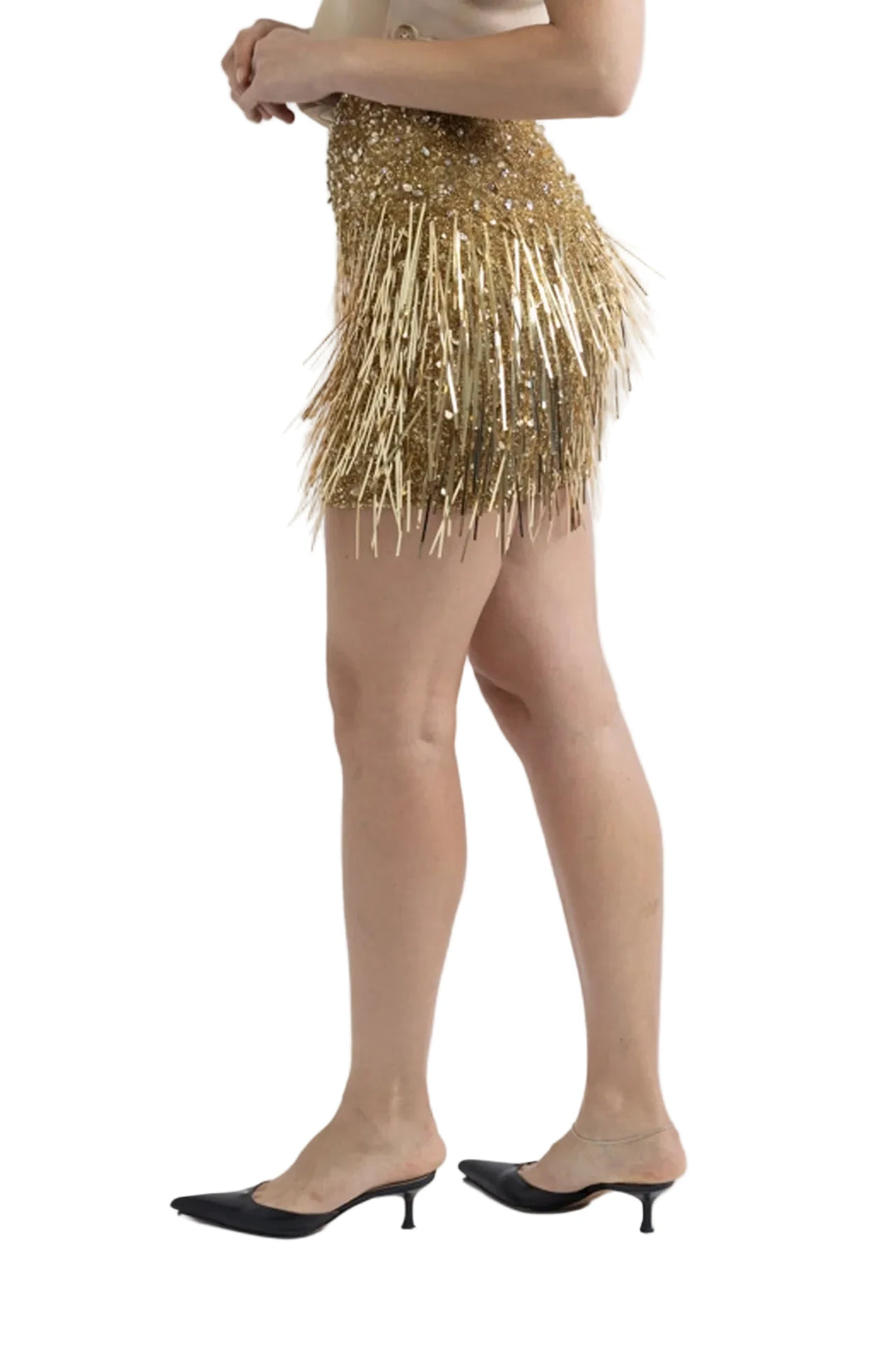 Nadine Merabi Gold Sequin Mini Skirt - 6