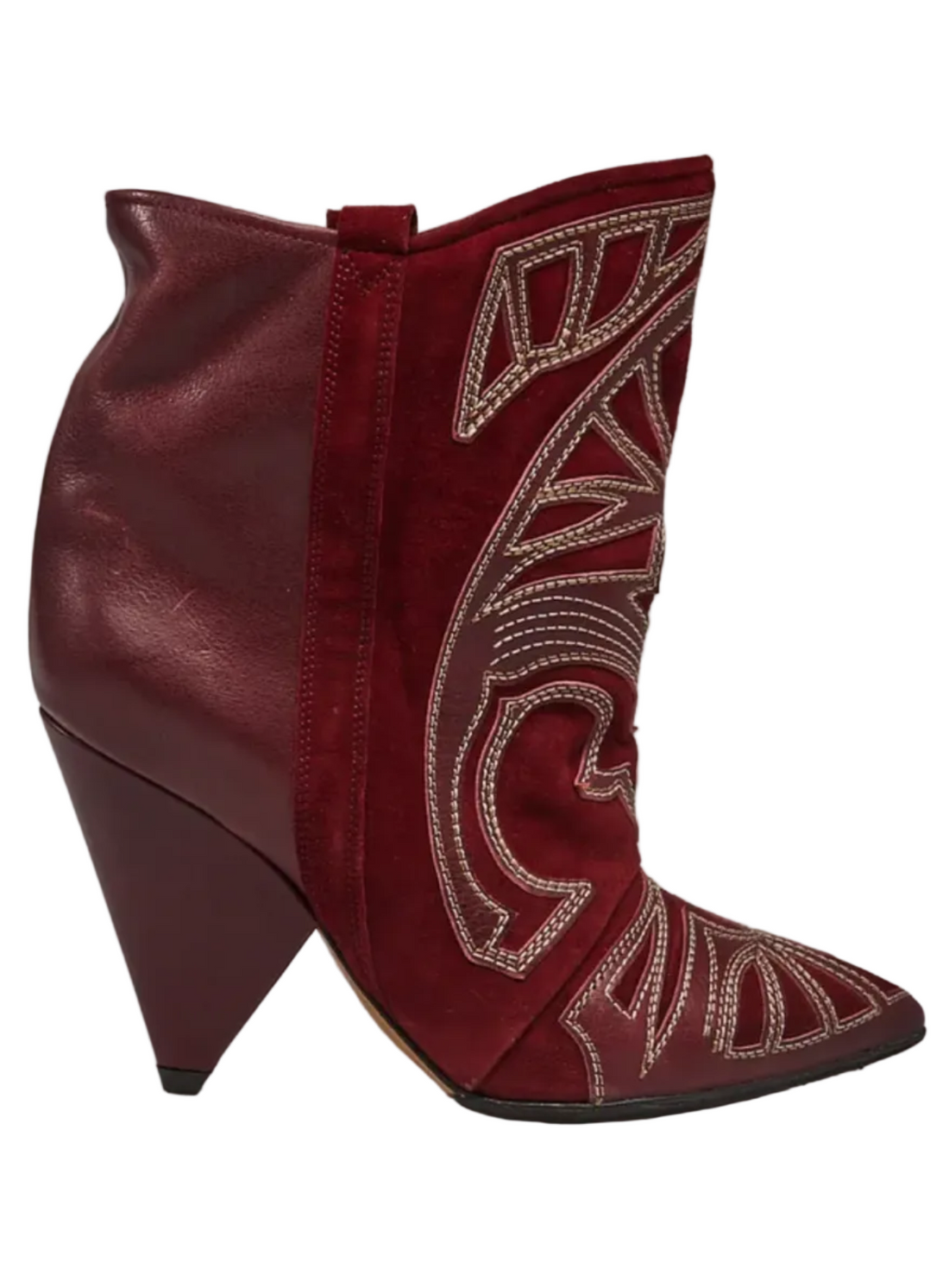 Isabel Marant Bordeaux Suede/Leather Embroidered Boots - 39
