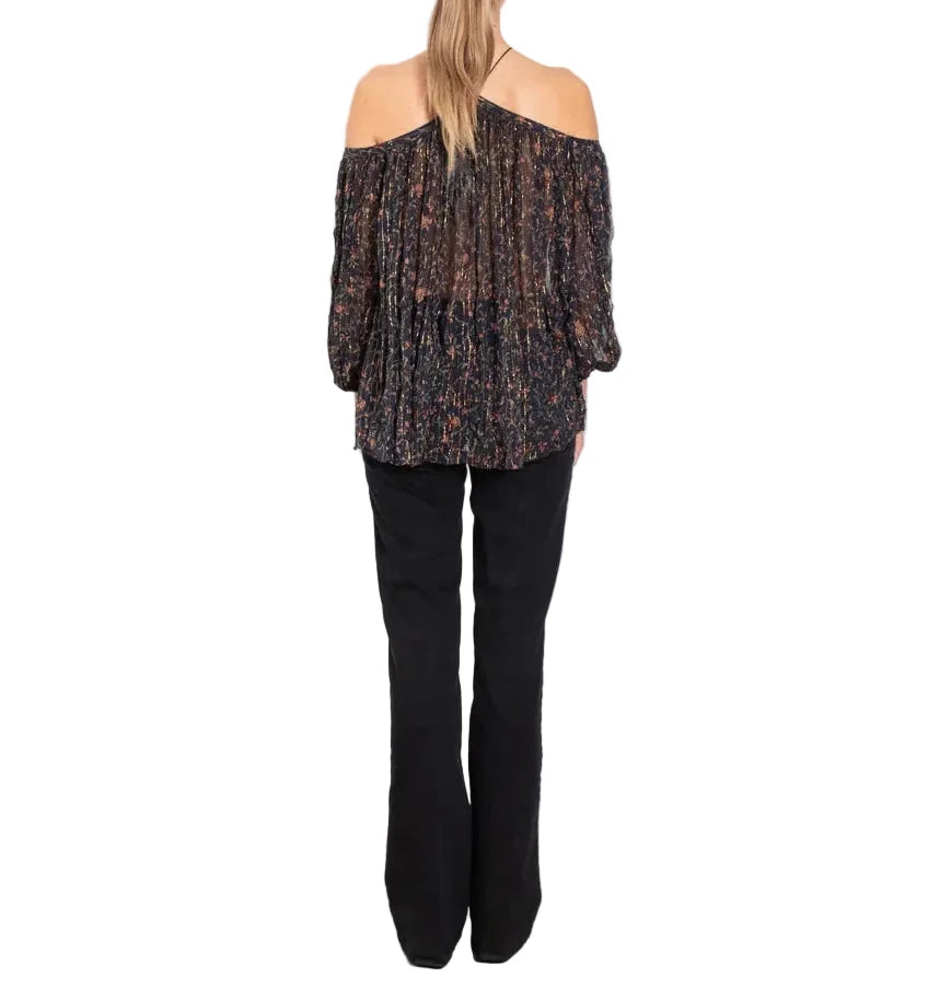 Zimmermann Blue Floral With Gold Thread Halter Neck Top - 0