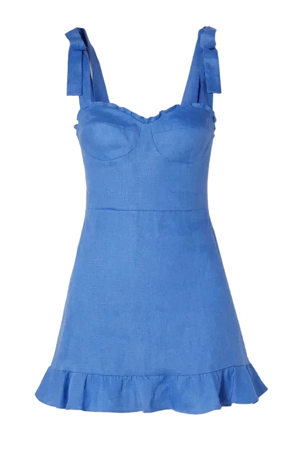 Reformation Desiree Ruffle-Trimmed Linen Mini Dress - 8