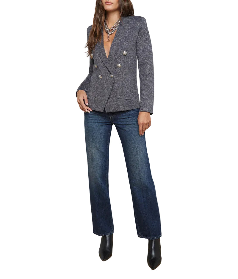 L'Agence Kenzie Metallic Knit Blazer - XS