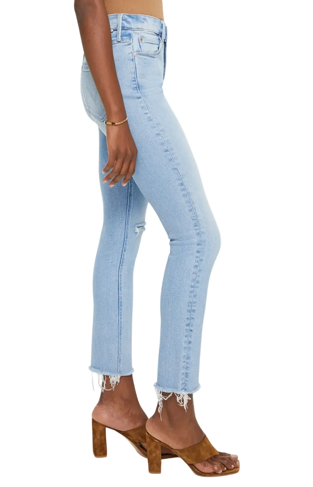 Mother The Dazzler Ripped Mid Rise Ankle Slim Jeans - 27