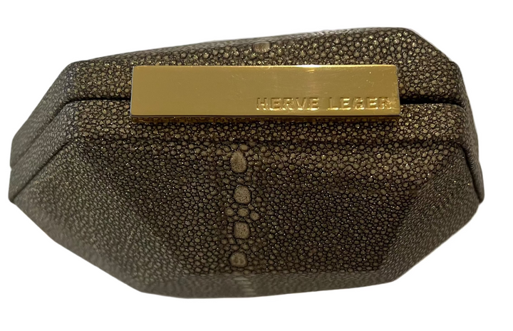 Herve Leger Gold Metal Hard Clutch