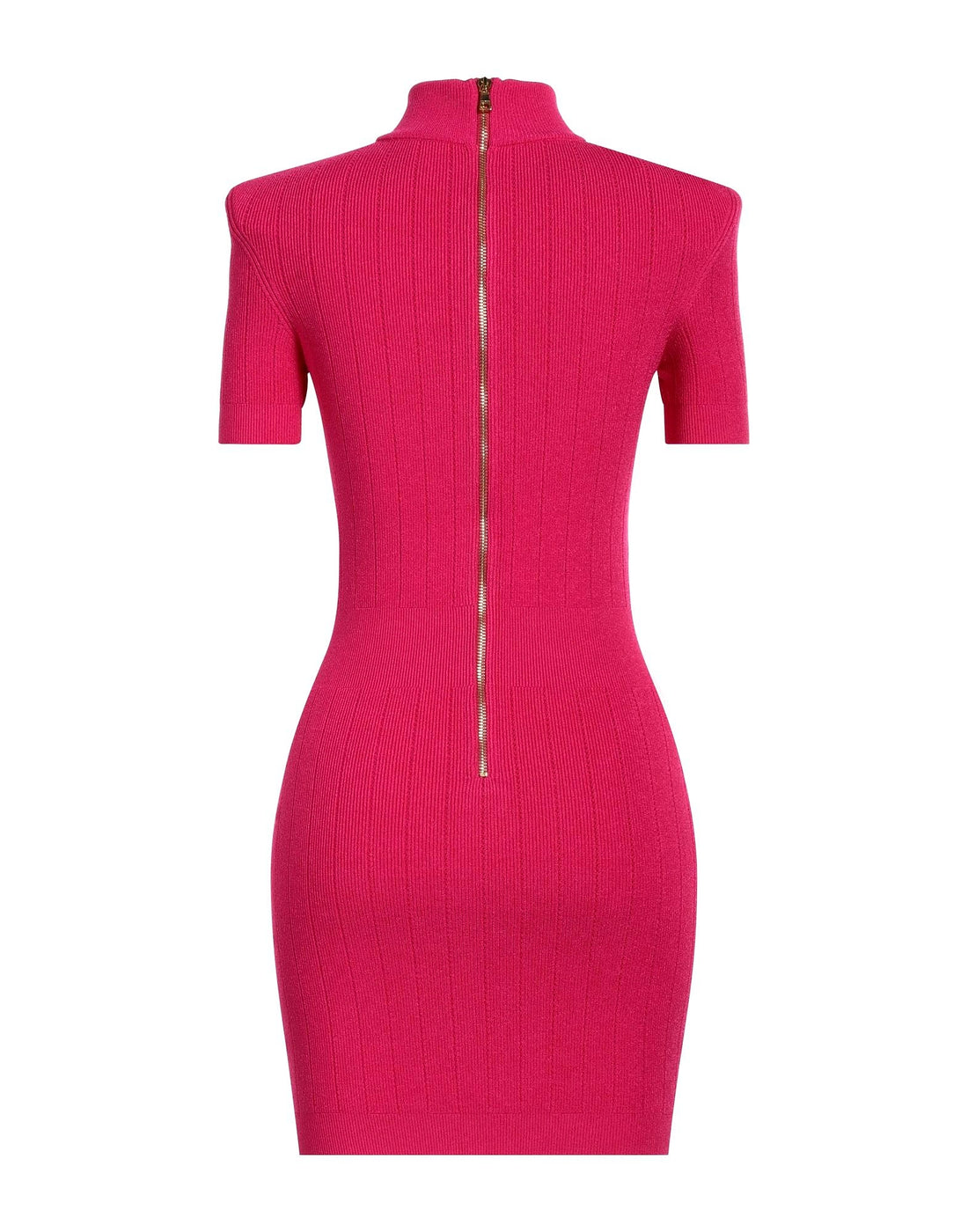 Balmain Ribbed Knit Short-Sleeve Dress - 42
