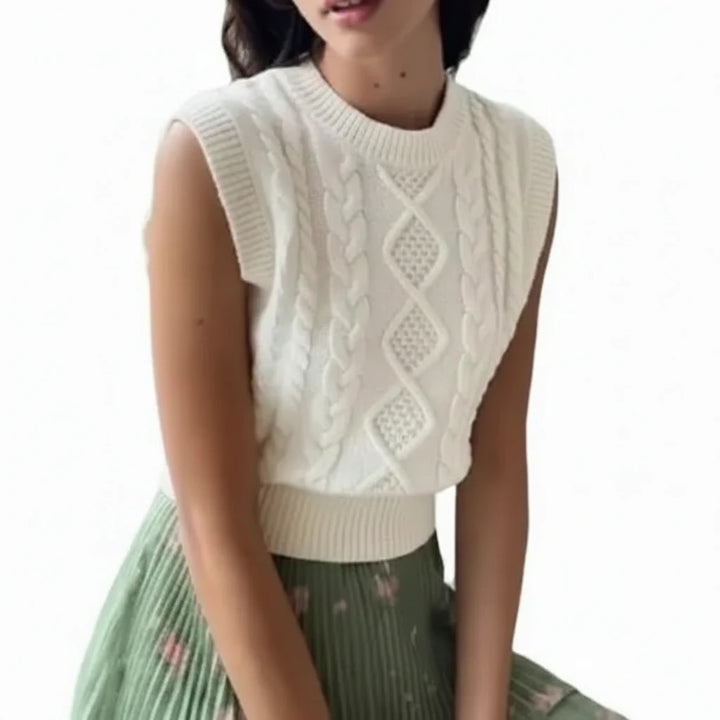 Wilfred Alps Merino Wool Cable Knit Cropped Sweater Vest - XS