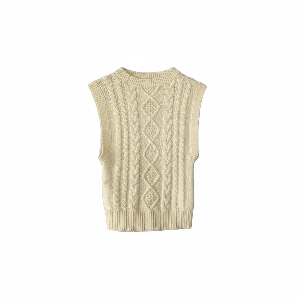 Wilfred Alps Merino Wool Cable Knit Cropped Sweater Vest - XS