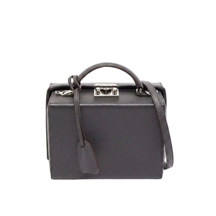 Mark Cross Dark Grey Leather Grace Box Bag