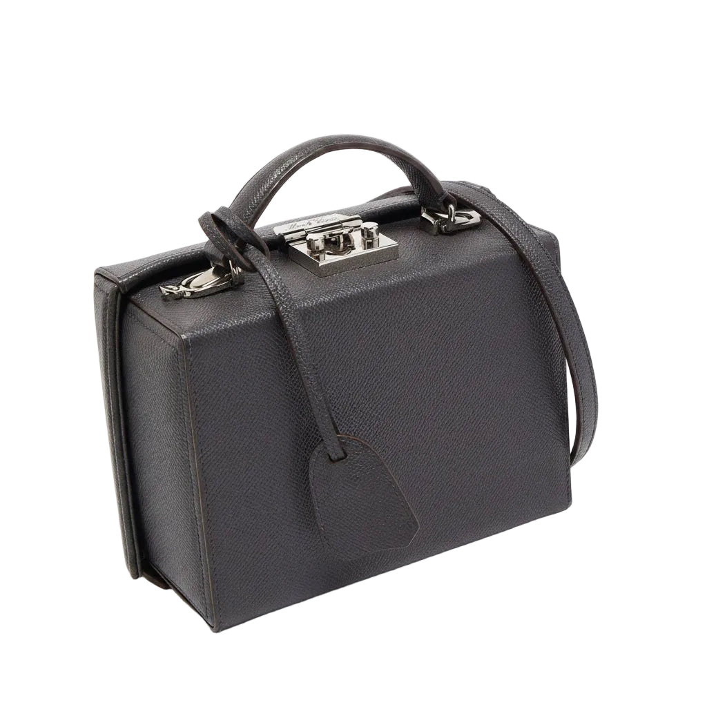 Mark Cross Dark Grey Leather Grace Box Bag
