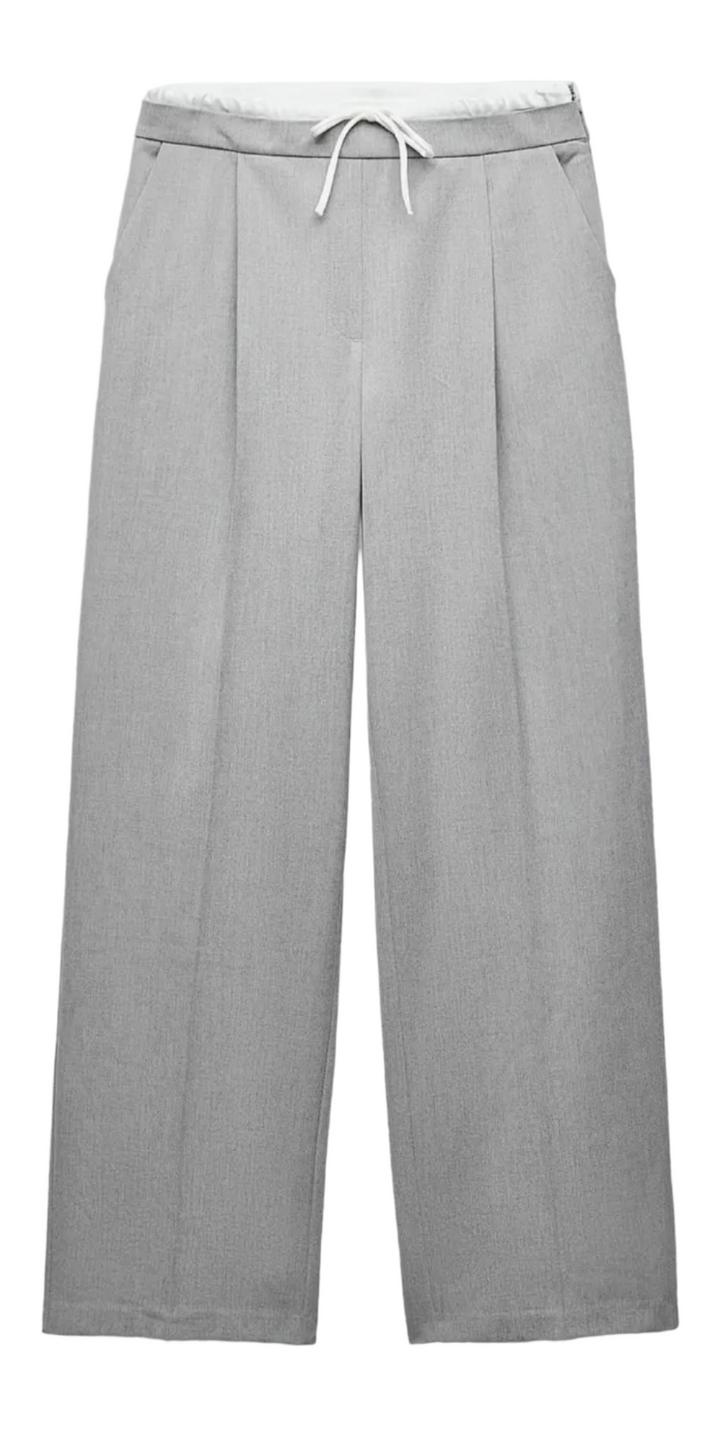 Zara Wide-Leg Trousers with Double Waistband - XS