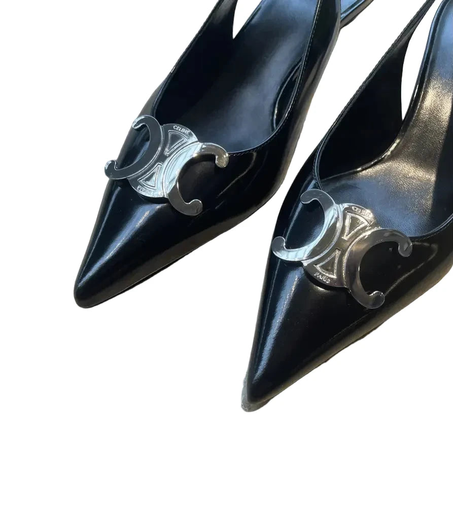 Celine Sharp Leather Heels - 39.5