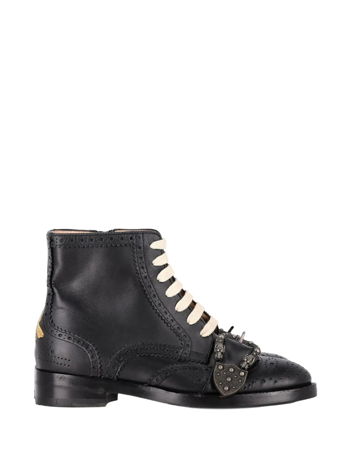 Gucci Queercore Leather Ankle Boots In Black - 37.5