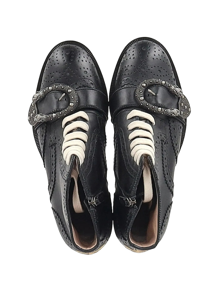 Gucci Queercore Leather Ankle Boots In Black - 37.5