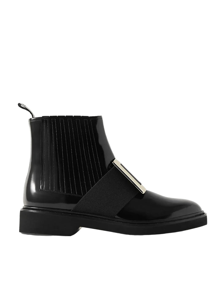 Roger Vivier Viv Ranger Embellished Patent-Leather Chelsea Boots - 37.5