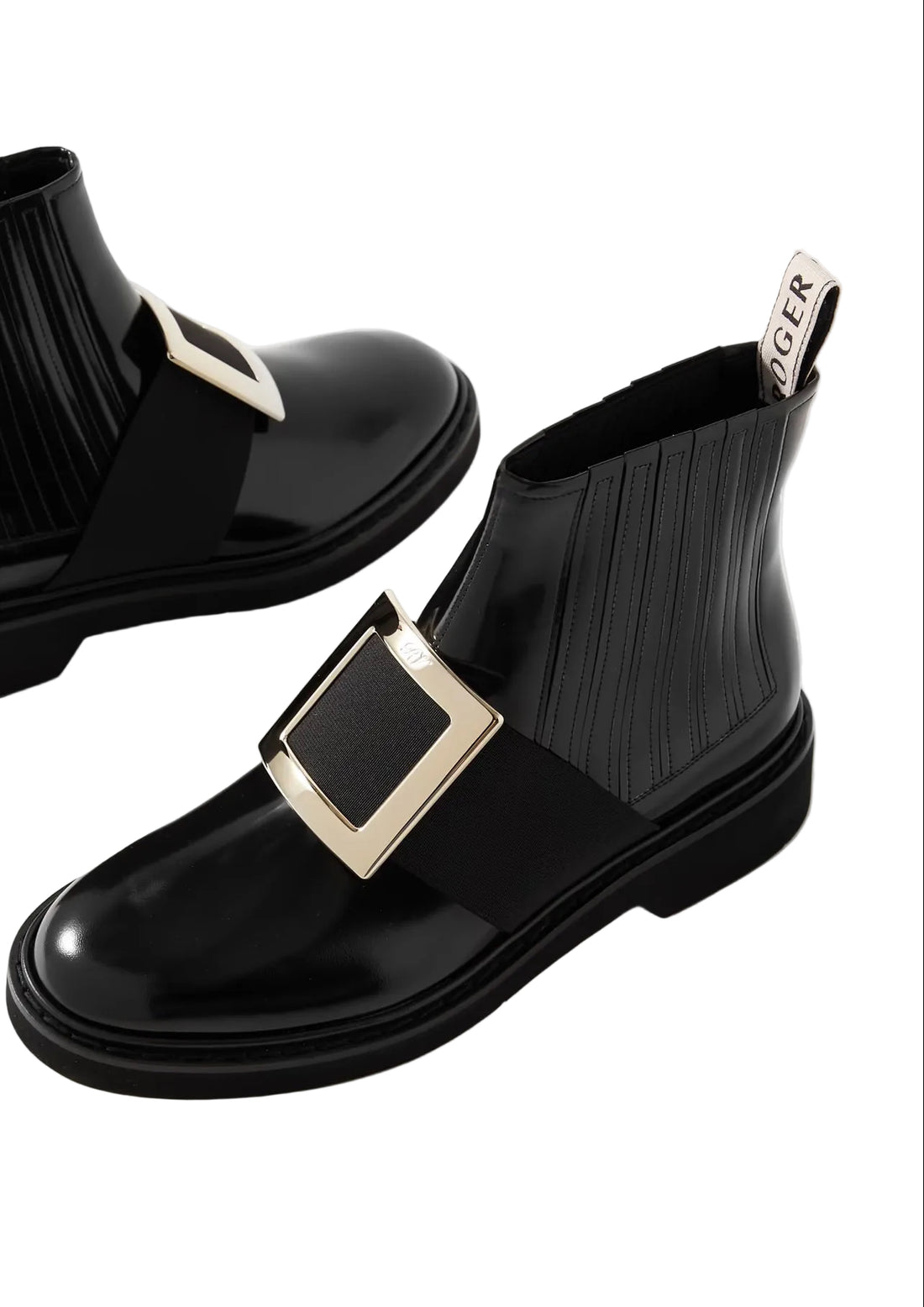 Roger Vivier Viv Ranger Embellished Patent-Leather Chelsea Boots - 37.5