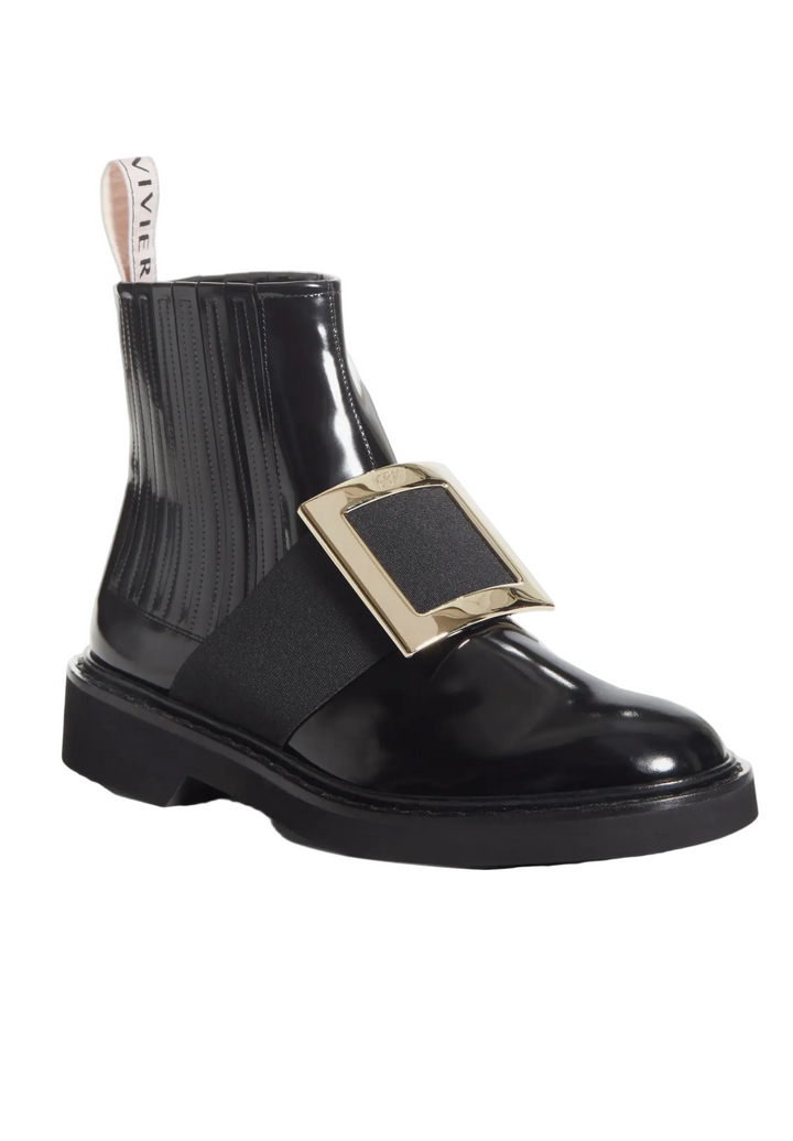 Roger Vivier Viv Ranger Embellished Patent-Leather Chelsea Boots - 37.5