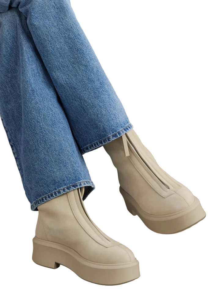 The Row Textured-Nubuck Platform Ankle Boots - 37.5