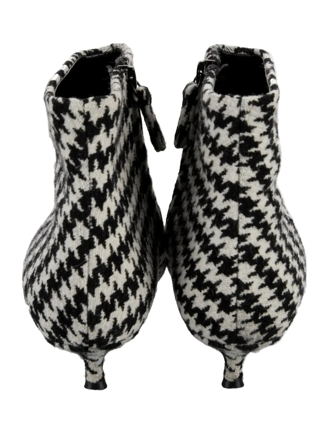 Balenciaga Wool Houndstooth Kitten Heel Ankle Booties - 37.5